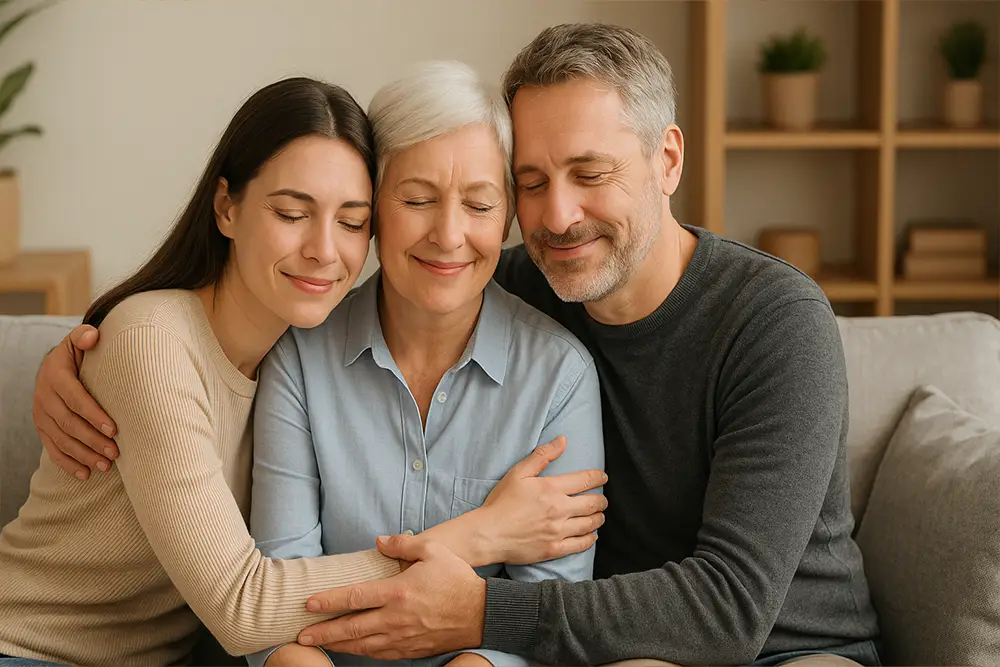 Comforted family after finding a financial solution for the funeral