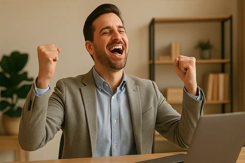 Entrepreneur celebrating the success of their professional project