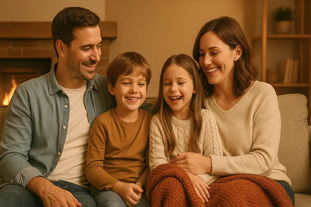 Family enjoying a warm and comfortable interior thanks to a well-planned heating oil loan