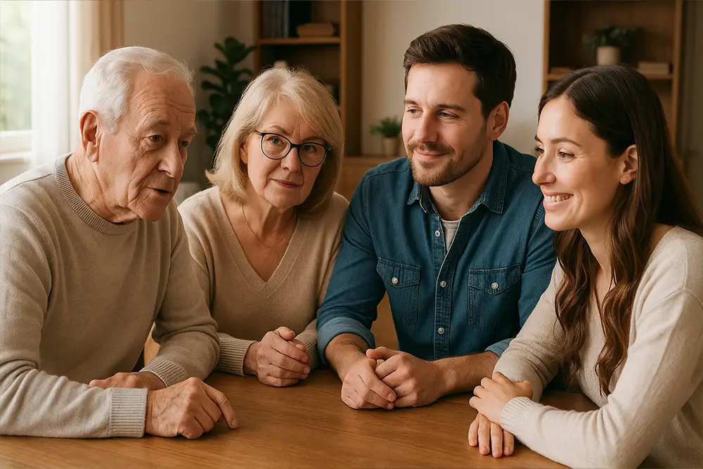 Smiling senior couple planning their estate with an advisor