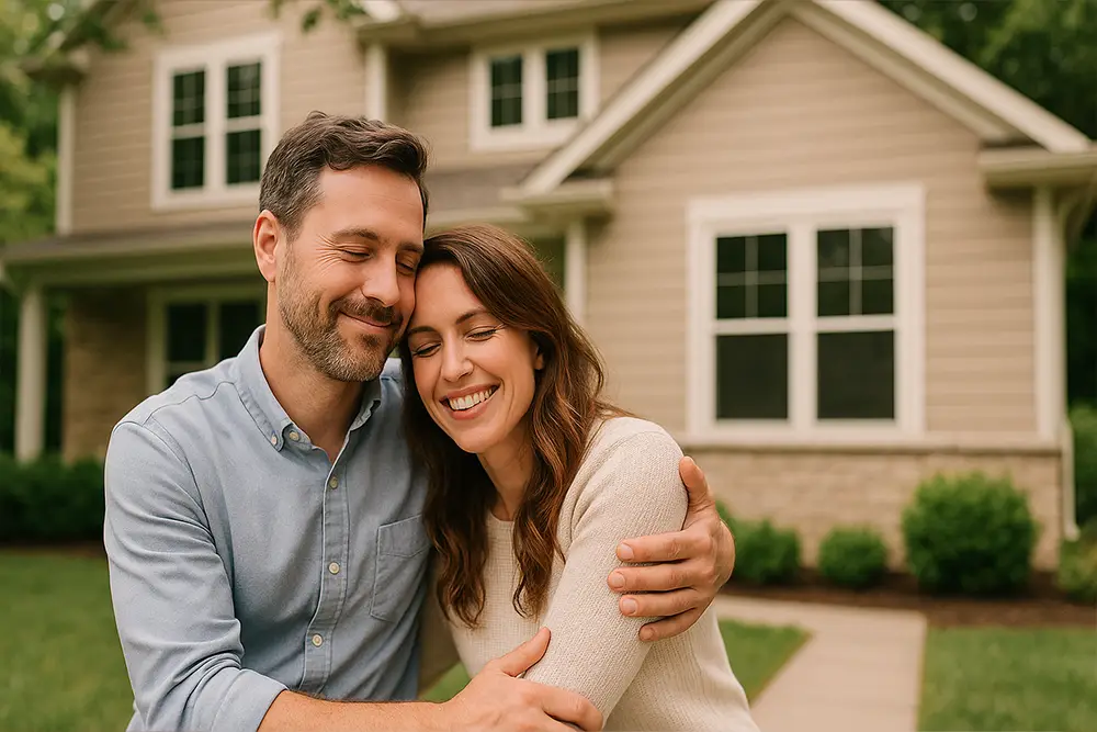 Happy couple who secured the best rate for their loan